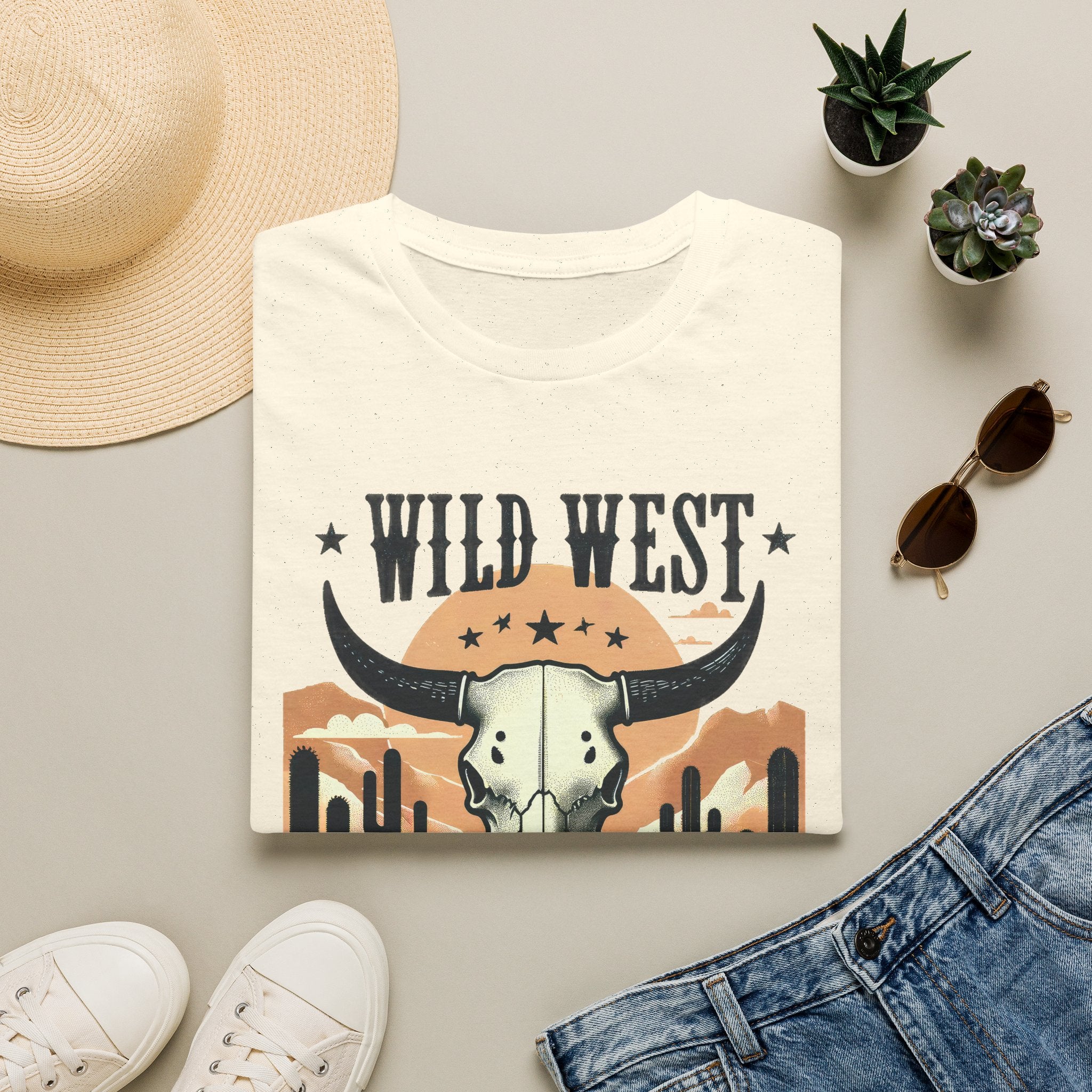 Wild West Skull T-Shirt — Southwestern Desert Cowboy Graphic Tee
