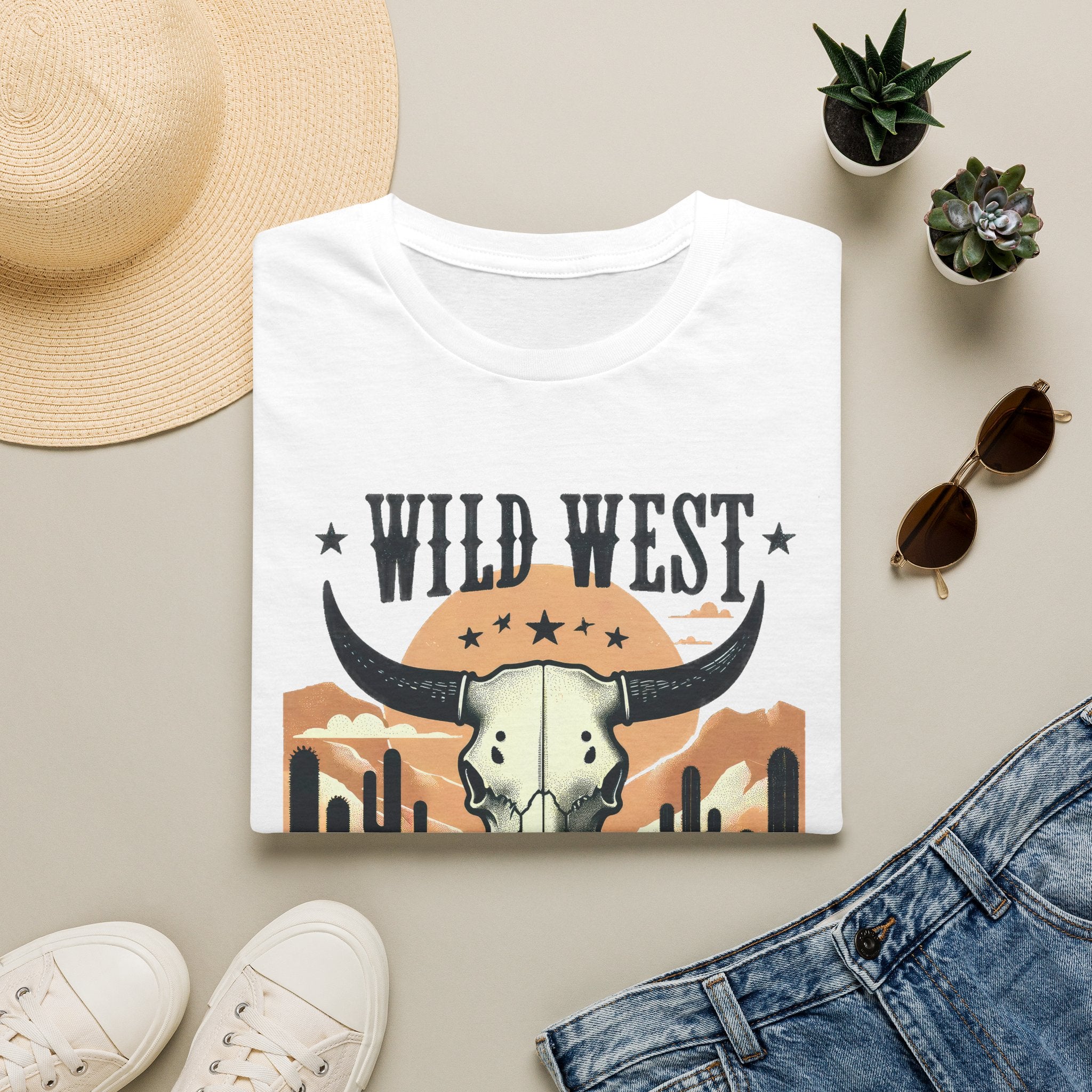 Wild West Skull T-Shirt — Southwestern Desert Cowboy Graphic Tee