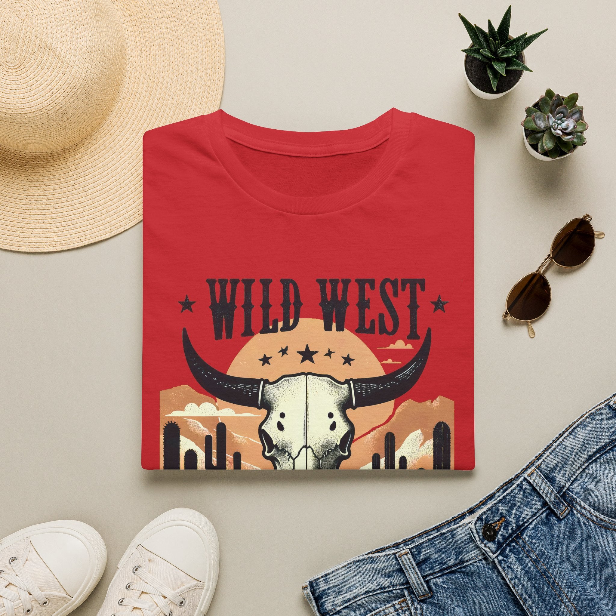 Wild West Skull T-Shirt — Southwestern Desert Cowboy Graphic Tee